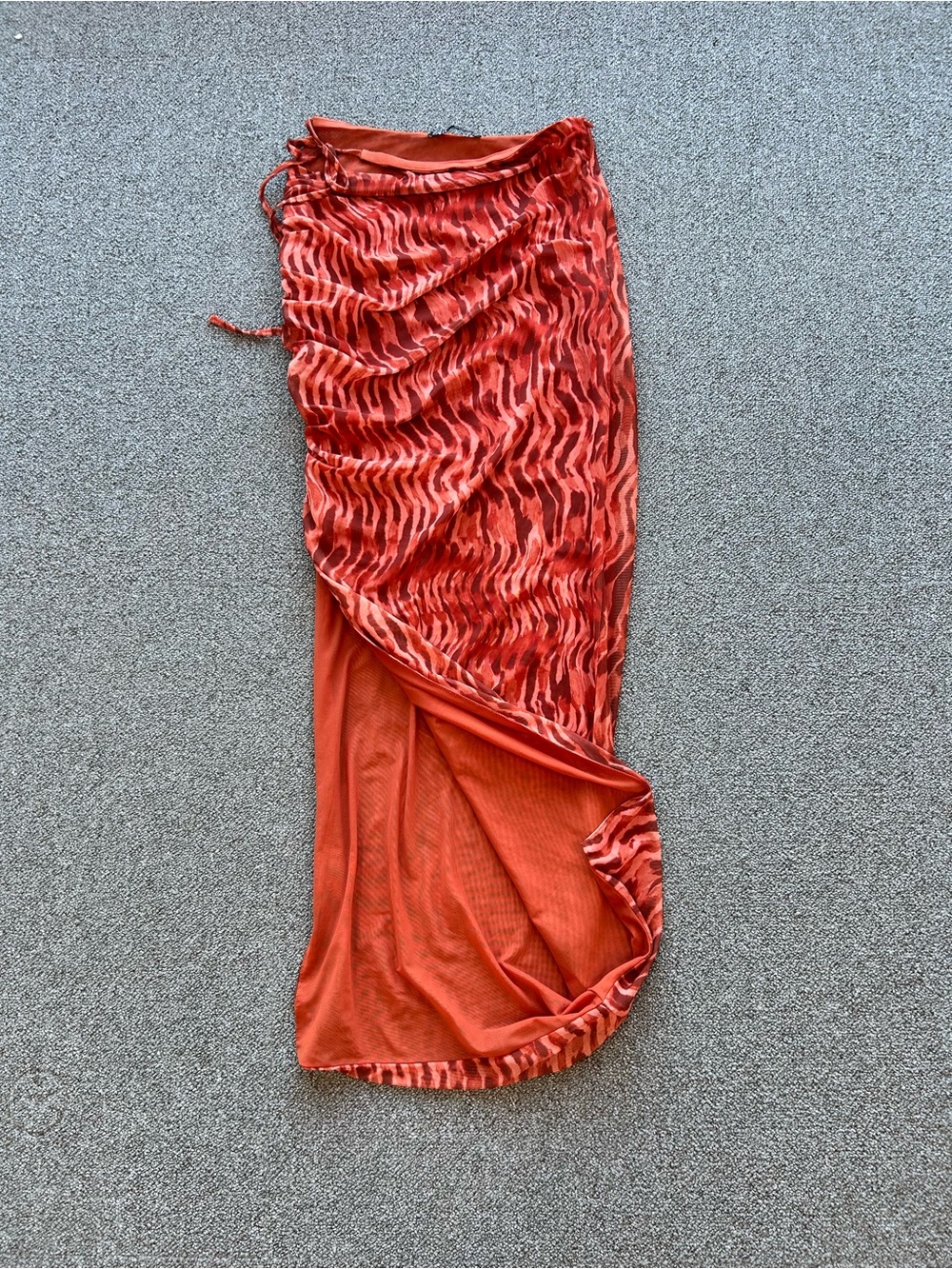 ZARA Ruched Mesh Midi Skirt | Size Small